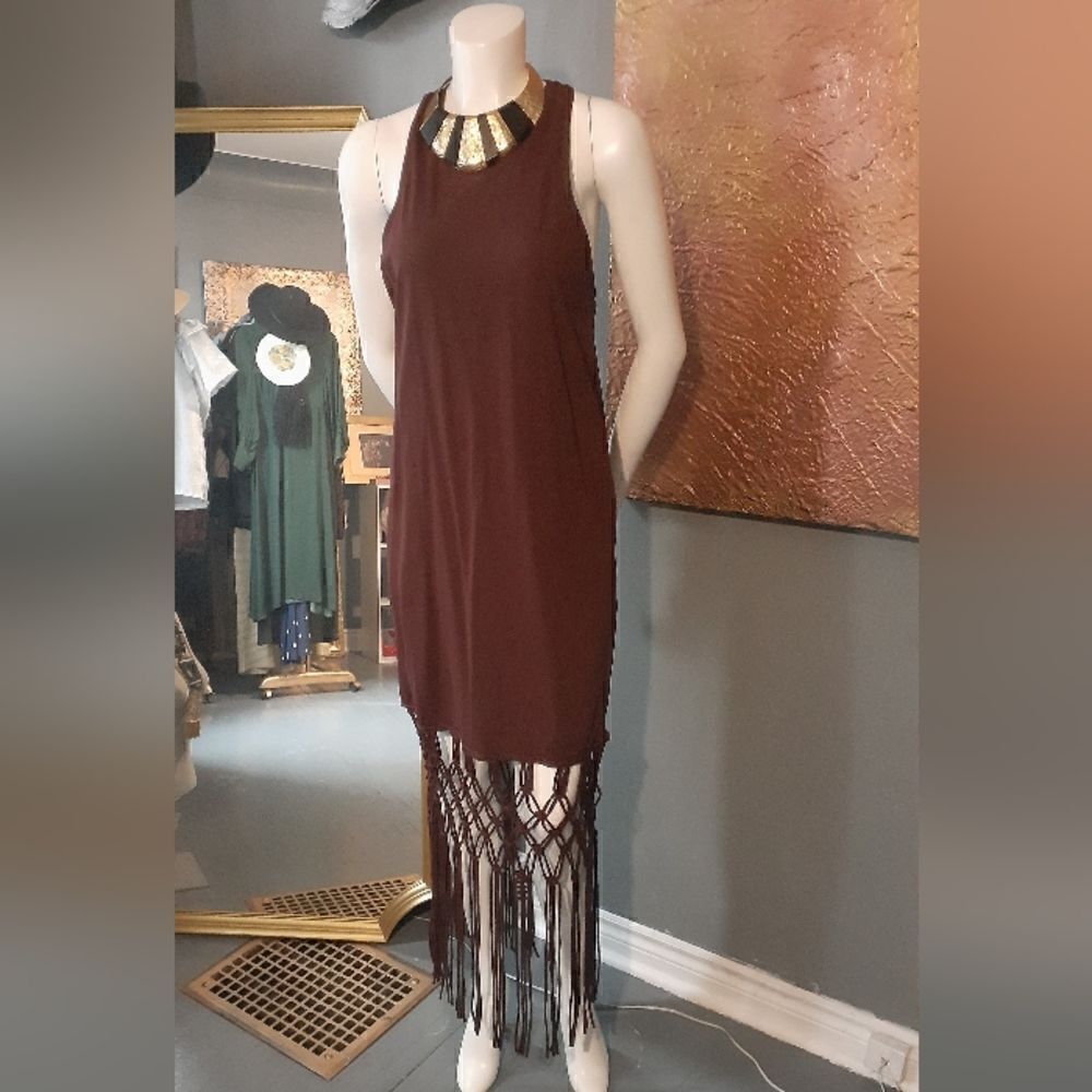 Zara 100% Cotton Fringed Maxi Dress